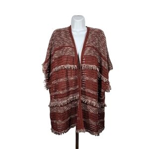 NATURAL REFLECTIONS OPEN FRONT FRINGED CARDIGAN